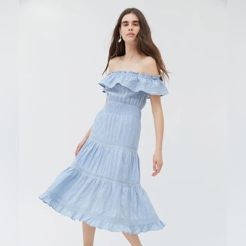 Blue off the shoulder midi dress